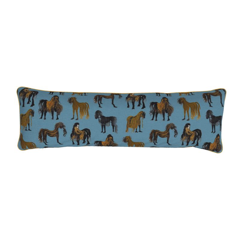Bolster Cushion in hairy horses 2 air force blu
