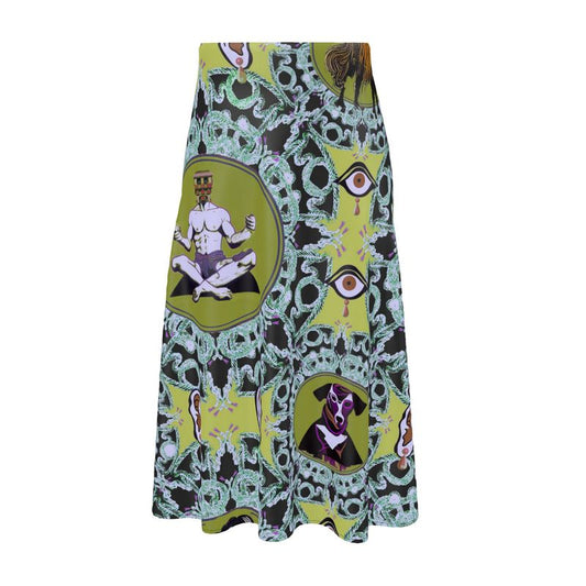 Midi Skirt in creatures green