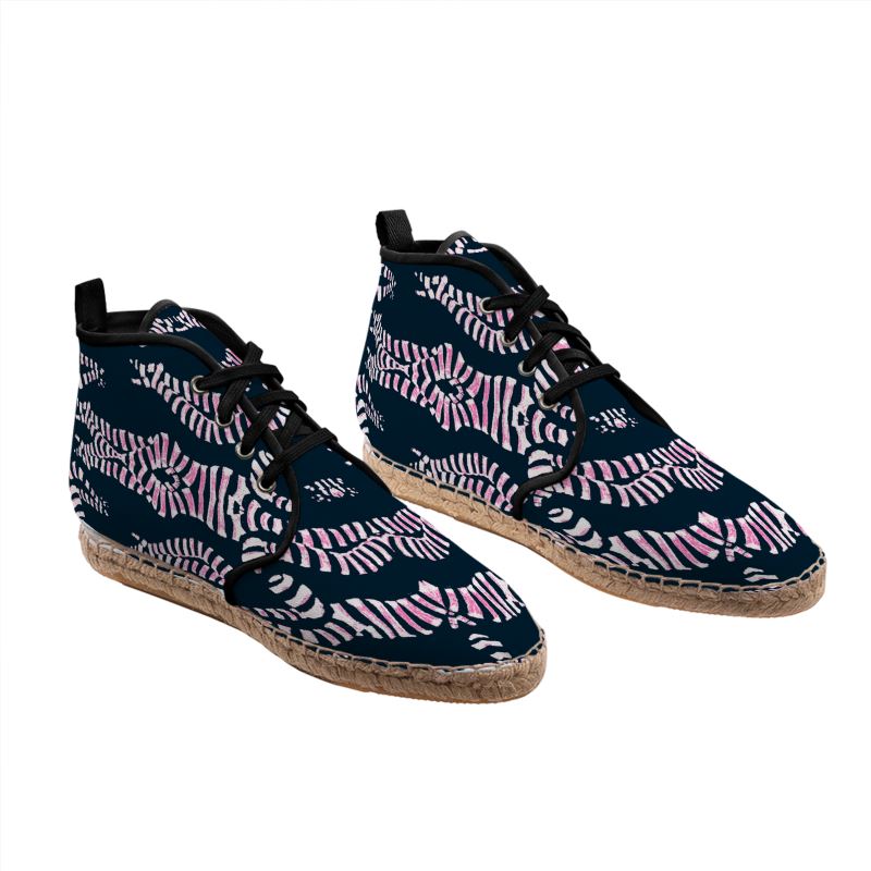 Hi Top Espadrilles in divers colide navy teal and blush