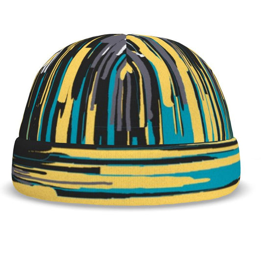 Beanie in paint storm opal (mustard moonstone, gey and raisin)