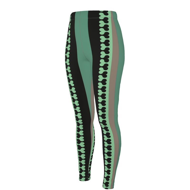 High Waisted Leggings in bona bones green